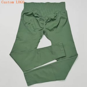 Direktverkauf ab Werk: Modische, nahtlose, gerippte, hochwertige Yoga-Leggings, 2-teiliges Set für High-Waist-Yoga-Leggings - Product Image 2