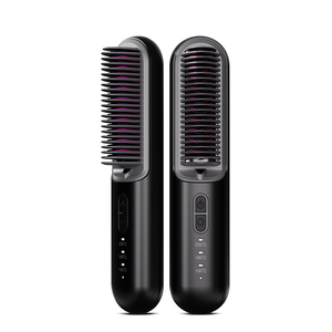 New Mini Electric Hair Straightener <b>Brush</b> Negative Ion PTC Battery-<b>Powered</b> USB Cordless Auto-Off Hair Styling Household Outdoor - Product Image 2