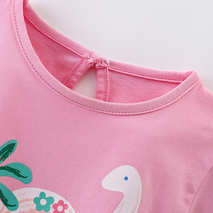 Maglietta Estiva Personalizzata per Bambine, Manica Corta, Collo Tondo, 95% Cotone 5% Spandex, con Stampe Carine - Product Image 3