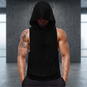 <b>Men's</b> Summer Breathable Knitted Mesh Hooded Sleeveless <b>Gym</b> <b>Vest</b>-Quick-Dry <b>for</b> Basketball & Running Wholesale Rate OEM Custom - Product Image 4