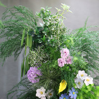 Arche florale en fer forgé de style forestier, motif corne de bœuf, avec hortensia et roseau, pour mariage, guide de chemin, centre de table et toile de fond de pelouse extérieure
