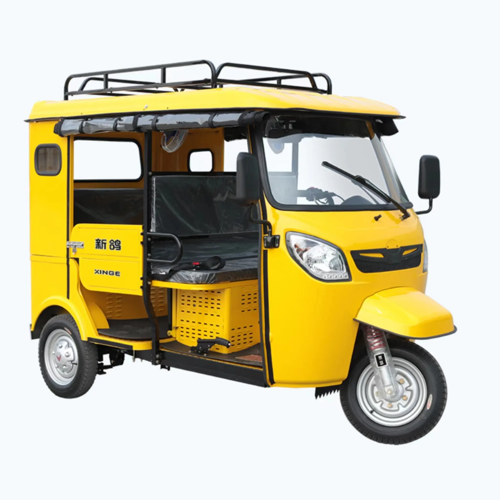 XINGE sales 3 wheel motorcycle adult gasoline tricycle with passenger seat bajaj 3 wheel auto rickshaw for taxi