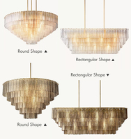Lustre rectangulaire moderne en laiton et verre de 59 pouces pour salons et îlots de cuisine