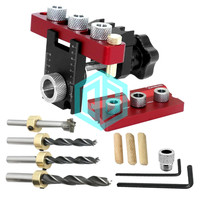 Kit de gabarit de perçage pour le travail du bois 3 en 1, gabarit universel en alliage pour goujons, gabarit de perçage pour trous dans le bois, guide de perçage réglable, gabarit de perçage de poche