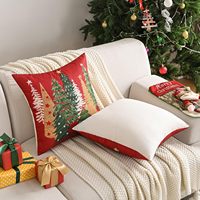 Housse de coussin de lit durable et réutilisable, imprimée de feuilles et de plantes, thème de Noël