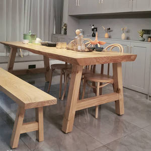 Mesa de Comedor de Madera Maciza Estilo Japonés, Rectangular, Muebles Multiusos para Comedor - Product Image 4