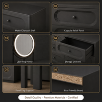 Meuble-lavabo moderne en contreplaqué avec rangement intégré, design extensible, hauteur réglable, table de maquillage pour bureau ou chambre, écologique