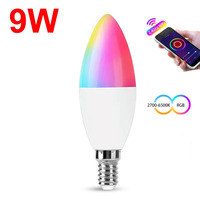 Ampoule LED intelligente Wifi E14, lumière de bougie 5W 7W 9W 220V, lampe RGB à intensité variable, commande vocale via application, assistant Alexa, décoration intérieure