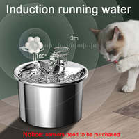 Lynpet Fontaine à eau automatique pour chat en acier inoxydable avec source d'alimentation de charge Forme arrondie Eau alimentaire