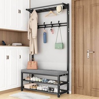 Muebles para el Hogar al por Mayor de Fábrica: Perchero Multifuncional de Acero con Colgador y Banco para Cambio de Zapatos