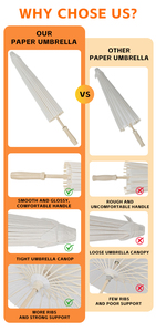 Белый японский бумажный бамбуковый декоративный зонт - Product Image 5