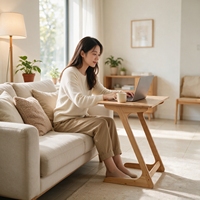 Table d'appoint en bambou en forme de Z, table d'appoint portable, support pour ordinateur portable, table de chevet, table à café pour salon, chambre à coucher