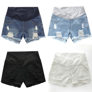 Pantaloni <span class=keywords><strong>premaman</strong></span> traspiranti in morbido denim <span class=keywords><strong>pantaloncini</strong></span> a vita bassa con supporto per il ventre - Product Image 1