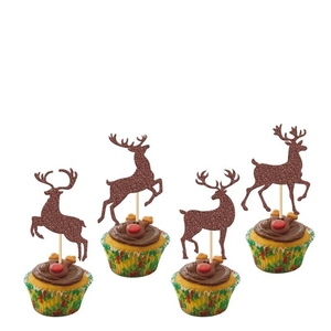 Decoración Navideña de Bosque Invernal, Juego de Adornos para Cupcakes con Temática de Reno para Repostería Festiva y Decoración de Pasteles, Ideal para Año Nuevo - Product Image 1