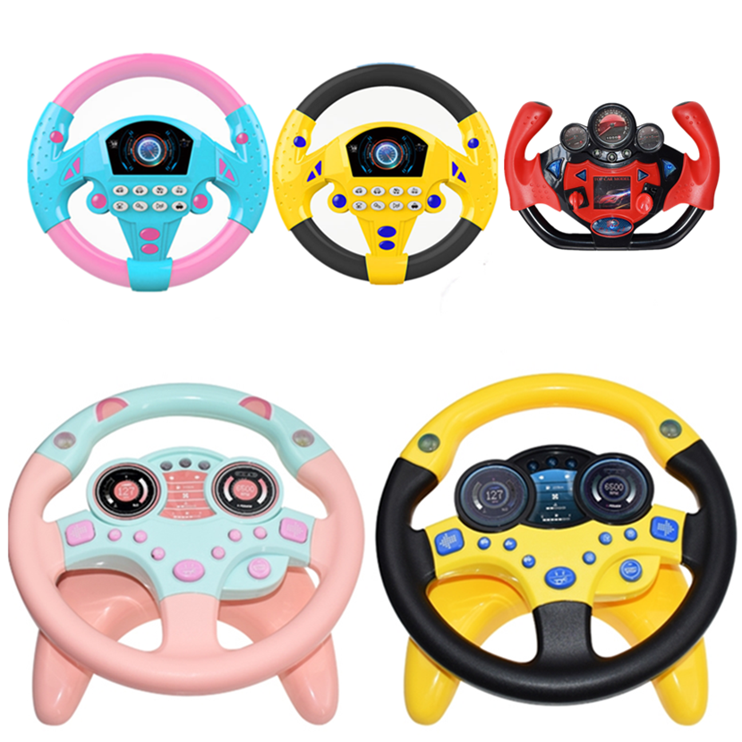 Okssud Giocattolo per Volante Bambini, Controller di Guida Portatile con Suoni Divertenti e Musica, Copilota Volante simulato Driver da Corsa, Rosa Blu, Età: Bambini, Include: Steering wheel