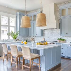 Conjunto de Isla de Cocina Prefabricada Moderna, Gabinetes Modulares de Madera Maciza de Lujo con Fregadero, Diseño de Muebles Completo para el Hogar - Product Image 3