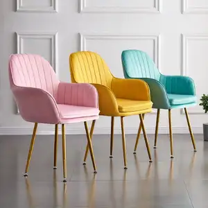 Yemek odası mobilyası zarif sandalyeler lüks Modern restoran sarı kadife yemek masası sandalyesi