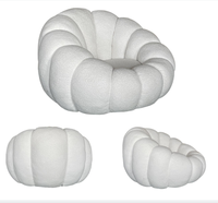Fauteuil de loisirs HLM48 en tissu bouclé blanc nordique de qualité supérieure, canapé rond pivotant, chaise citrouille pour salon et chambre à coucher, ensembles de canapés