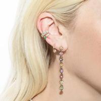 Pendientes de Aro Pequeños con Cuentas de Arcoíris y Bola de Pavé, Joyería Turca de Moda de Alta Calidad