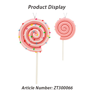 Pendentif en argile polymère en forme de sucette mini macaron <span class=keywords><strong>rose</strong></span> scintillant en spirale pour sapin de Noël, idéal pour la décoration de fêtes et cadeaux de Noël (vente en gros) - Product Image 5
