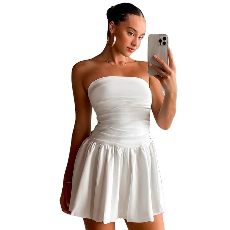 Y2K Mini elbise balo sevgiliye askısız kadın elbiseler rahat yaz kadın rahat kısa elbiseler
