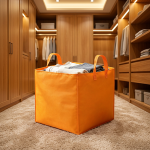 Orange Insulated Non-Woven Cube Cooler <b>Bag</b> Waterproof Food <b>Storage</b> <b>Zipper</b> Closure Large Capacity for Travel Picnic Catering - Product Image 4