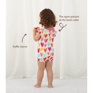 Body para Bebé Niña con Mangas con Volantes y Estampado de Corazones, Mono de Viscosa de Bambú Suave, Transpirable, Ropa para Bebés y Niños Pequeños - Product Image 4