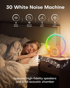 Máquina de Sonido Blanco con <span class=keywords><strong>30</strong></span> Sonidos Relajantes, <span class=keywords><strong>Despertador</strong></span> con Simulación de Amanecer para Dormitorios con Luz Nocturna Ambiental de 12 Colores - Product Image 4