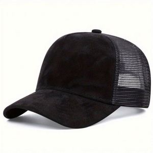 Casquette de baseball trucker en daim à 5 panneaux avec logo brodé personnalisé pour homme 2024 - Product Image 6