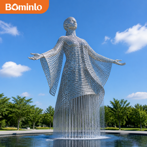 Scultura Personalizzata Grande Torso Umano in Acciaio Inossidabile con Struttura a Filo Metallico, Aste Verticali che Sporgono dall'Acqua per Piazze Fronte Lago - Product Image 3