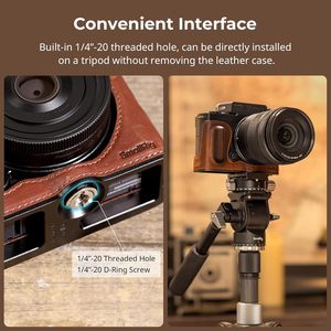 Pour SMALLRIG étui pour appareil photo Style Vintage pour Panasonic <span class=keywords><strong>LUMIX</strong></span> S9 demi-cuir cadre en aluminium poignée en bois 1/4 "-20 trou fileté fait - Product Image 4