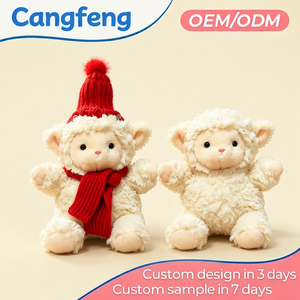 Venta al por mayor de fábrica OEM ODM: Peluche de oveja Sherpa rizada blanca realista, cordero de peluche suave para regalo de compañero de sueño para guardería. - Product Image 1