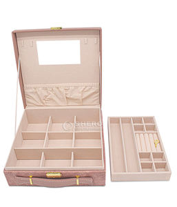 Caja de Almacenamiento de Joyas de Viaje de Lujo y Alta Calidad, Caja Organizadora de Joyas de Cuero Funcional de Gran Capacidad con Cerradura y Asa - Product Image 5