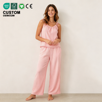 Ensemble de pyjama texturé en tissu double pour femmes, vêtements de nuit 2 pièces, ensembles de détente, pyjamas d'été respirants, ensemble de sommeil confortable