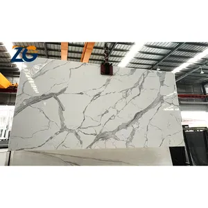 ZGSTONE Porcelain Marble Glossy Slab Sintered Stone Tile Calacatta White Sintered Stone Ceramic Polished Glazed Slab Table Top