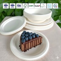 Assiette jetable biodégradable en bagasse de canne à sucre de 7 pouces pour la restauration à emporter