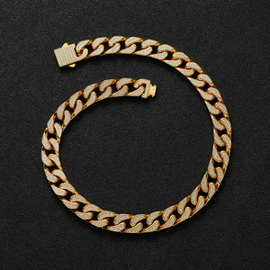 สร้อยคอฮิปฮอปสไตล์คิวบาสำหรับผู้ชาย ประดับเพชรซิร์คอน สร้อยคอแฟชั่นทันสมัย ตัวล็อคแบบสปริง สร้อยคอสแตนเลส แทนจิง - Product Image 2