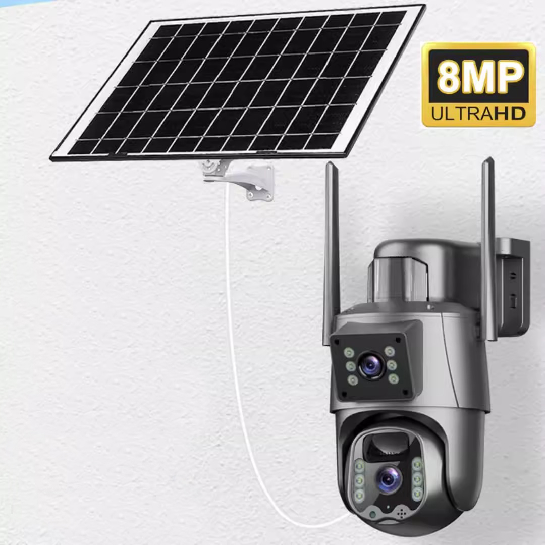 Solar Security Camera 4K High Quality Home Use WiFi Camera 8MP Ultra-clear Binocular Dual-screen Wireless WiFi Network Monitor · image 1