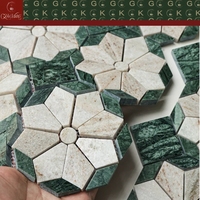 Mosaïque murale en marbre pour salon GOLDKING, motif géométrique vert et blanc, taille personnalisée pour les projets hôteliers et commerciaux