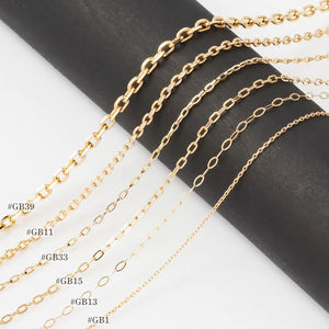 สร้อยคอสายแบนสีทอง18K 14K 10K ทำจากแฟชั่นสไตล์ญี่ปุ่นสีทอง10K 18K - Product Image 1