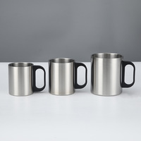 Mug de voyage en acier inoxydable 304 à double paroi avec poignée, personnalisable avec logo, 220/300/500 ml, pour le camping