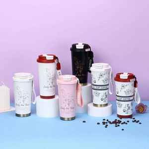 Lovely Flower Stainless Steel Vacuum <b>Flask</b> Tumbler with Lid 6-12 Hours Thermal Insulation Leak-Proof Eco-Friendly Travel Mug - Product Image 1