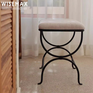WISEMAX FURNITURE French Vintage Livingroom Sofa Bench Iron Metal Cashmere Boucle Poufs Ottoman <strong>Stool</strong> Chair <strong>Bedroom</strong> Vanity <strong>Stool</strong> - Product Image 4