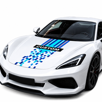 Autocollant de capot personnalisé à rayures de course jaunes et noires : motif à carreaux pixelisés pour coupé sport, graphique de capot en vinyle imperméable imprimé OEM