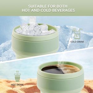 Mug de voyage pliable en silicone moderne et réutilisable avec couvercle, design écologique et portable - Product Image 5