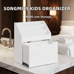 Étagère à livres et organisateur de jouets pour enfants <span class=keywords><strong>SONGMICS</strong></span>, coffre de <span class=keywords><strong>rangement</strong></span> à 3 niveaux avec roulettes, design minimaliste, 29,5x62,5x70 cm, blanc nuage, GKR041W10 - Product Image 2