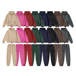 Bộ áo hoodie cotton rộng rãi nam nữ, áo khoác có khóa kéo và quần thể thao - Product Image 1