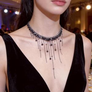 Collier à pampilles en cristal, argent 925 plaqué rhodium, collier vintage pour femme, à porter au quotidien - Product Image 5