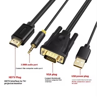 Câble de conversion audio VGA mâle/femelle en gros ZEANDA Z-65337 avec boîtier en PVC, adaptateur d'alimentation et connecteurs inclus