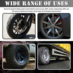 ערכת תיקון צמיגים 100 יחידות, ללא צורך בהסרת צמיג, ערכת תיקון דופן צמיג, כלים לתיקון פנצ'רים ותיק אחסון נייד - Product Image 3